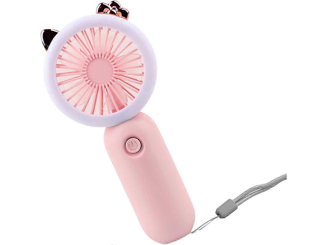Mini Ventilador Portátil, De Luz Led Portátil - Vitesse Rglable, Recarregável Por Usb Com Vela Led, Rosa