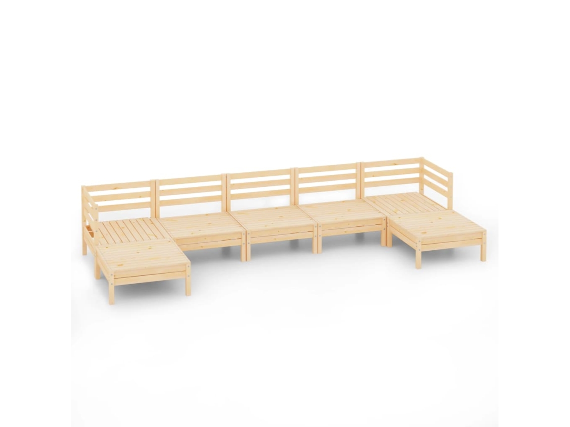7 Pcs Conjunto Lounge de Jardim Pinho Maciço MAISON EXCLUSIVE