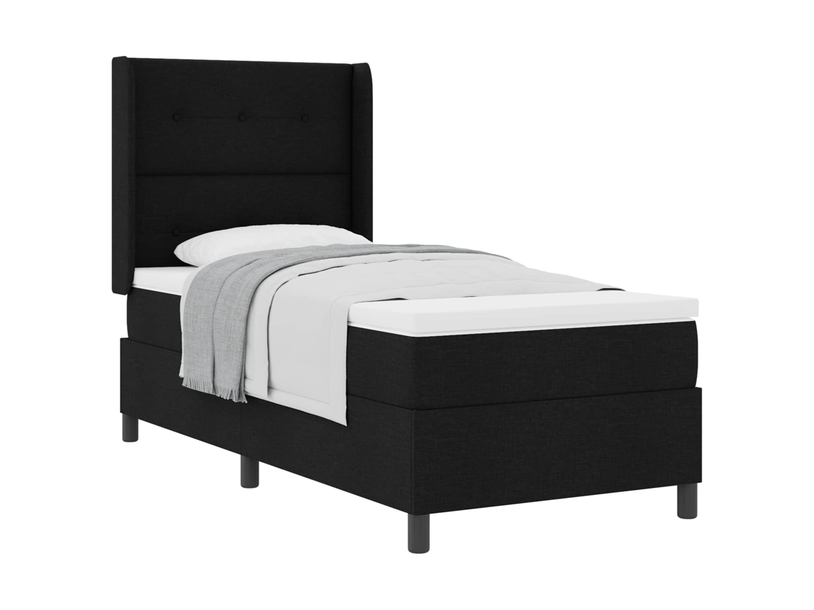 Cama Box com Colchão com Cabeceira Preto Tecido MAISON EXCLUSIVE (80x200 cm)