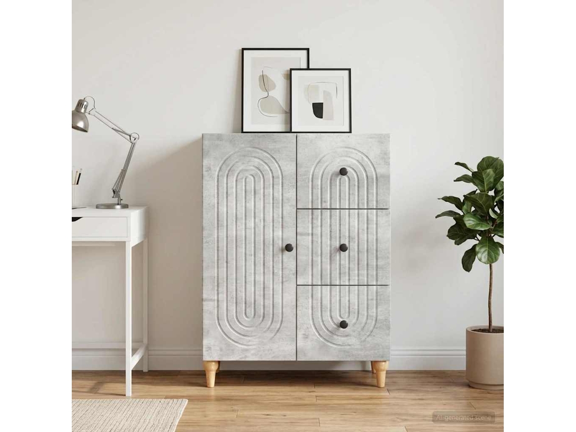 Vidaxl Buffet Cinzento Cimento 66 X 34,5 X 90 Cm Derivados De Madeira