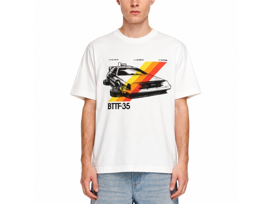 Rockinstone Back To The Future Movie 35 Stripes White Adult T-shirt Size:xxxl