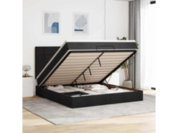 Vidaxl Estrutura De Cama Otomana Com Colchão 180x200 Cm Tecido Preto