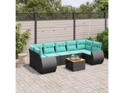 Vidaxl Conjunto De Sofá De Jardim Com 8 Peças E Almofadas Em Rattan Sintético Preto
