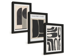 Composição De Quadrospôsteres Abstratos Minimalistas Moldura Preta Imagens Para Um Quarto Infantil Espelharte (3 Peças 20x30 Cm)