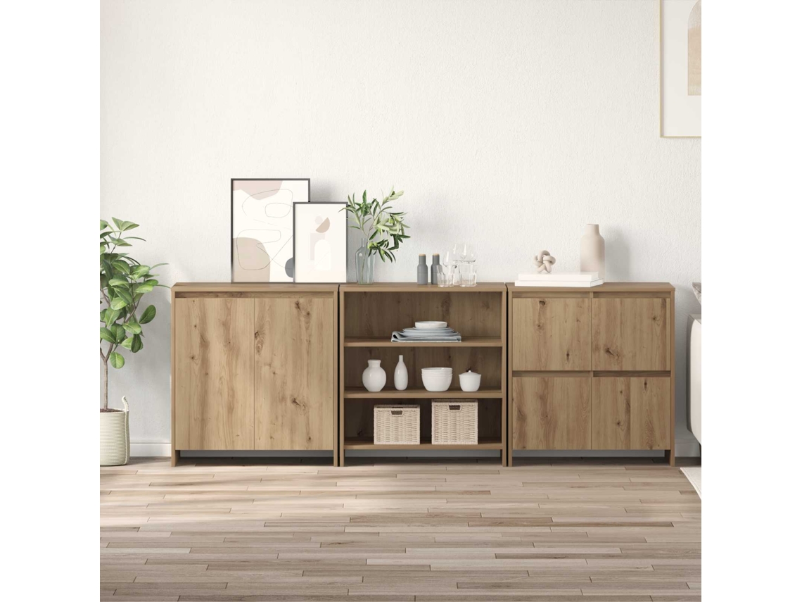 Vidaxl Buffet 3 Pcs Carvalho Artesanal 70 X 41 X 75 Cm