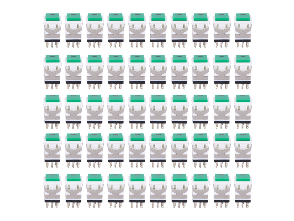 50 Botões Interruptores Push Momentâneo Com Reset Automático Plástico Verde Mini 5v