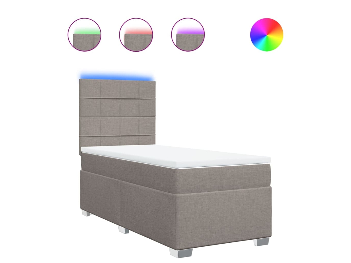 Box Spring Bed, Box Spring Beds Vidaxl Cinzento-acastanhado Tecido (90 X 190 Cm)