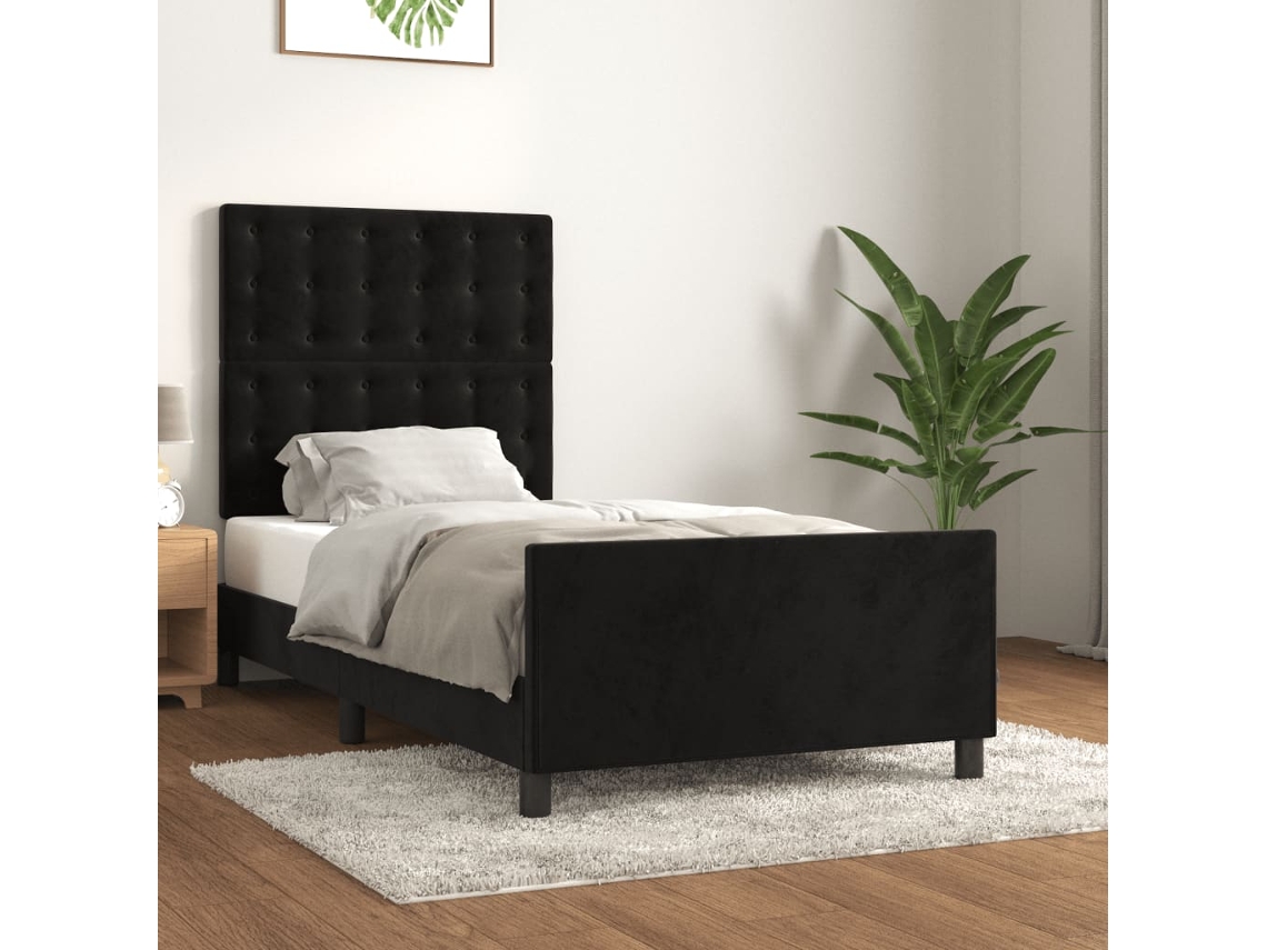 Vidaxl Estrutura De Cama C/ Cabeceira 80x200 Cm Veludo Preto