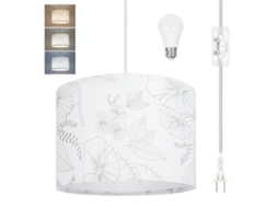 2026 lâmpada Pendente de Tela Floral com Lâmpada Led 3 Temperaturas, Cabo Transparente 15ft para Lar e Comércio