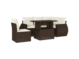 Conjunto de 6 Sofás Jardim com Almofadões Vime Pe Castanho MAISON EXCLUSIVE (80x200 cm)