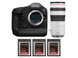 Eos R1 + Rf 70 200mm F/2.8 L Is Usm Z Branco + 3 Sandisk 256gb Extreme Pro Cfexpress Type B + Ebook “20 Dicas para Fotos Que Impressionam” CANON