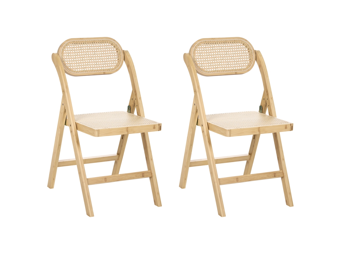 Sillas Plegables De Estilo Boho Beliani Oraison De Bambú Marrón 45x54x84