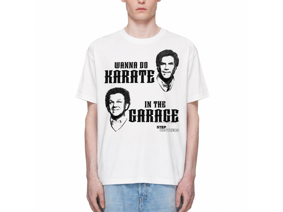 Rockinstone Step Brothers Movie Wanna Do Karate White Adult T-shirt Size:xl