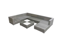 Maison Exclusive - 8 Pcs Conjunto Lounge De Jardim C/ Almofadões Vime Pe Cinzento