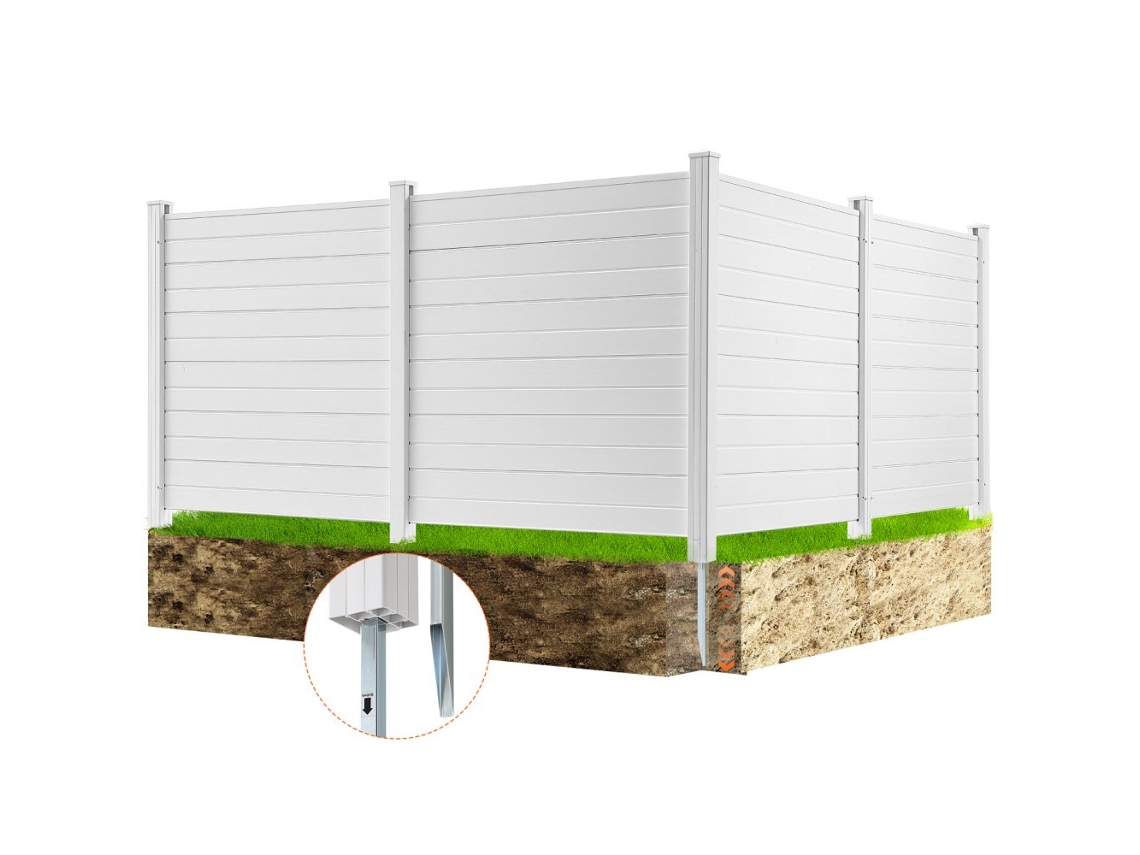 Painel De Privacidade Exterior 127x127cm Pvc Com Piquetes E Estacas Tekmaquinas