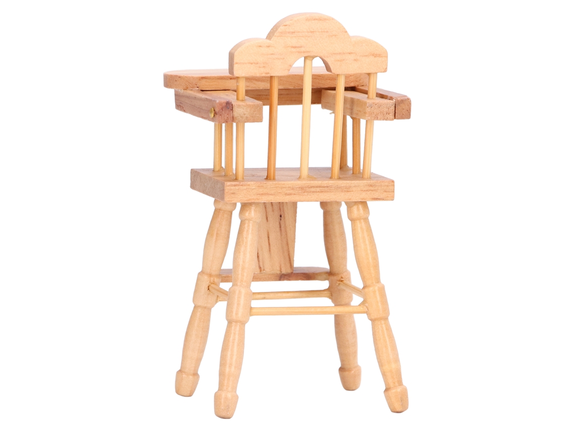 Mali cadeira Alta de Bebê Miniatura Casa de Bonecas 1:12 Móvel Betula Decoração Acessório