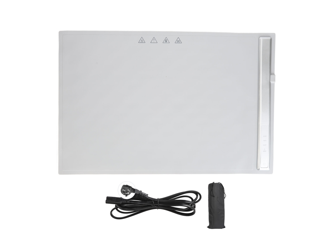 Bandeja elétrica de aquecimento flexível plegável silicone controle tático 3 temperaturas 40x60cm cinza 220v | S/MARCA