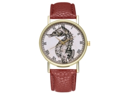 Reloj De Pulsera Zhoulianfa Con Patrón Caballo Marino Dial Redondo Analógico Cuarzo Café Unisex