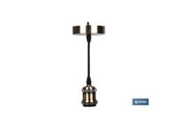 Portalamparas (cable+rosetón) oro claro e27 100x10cm