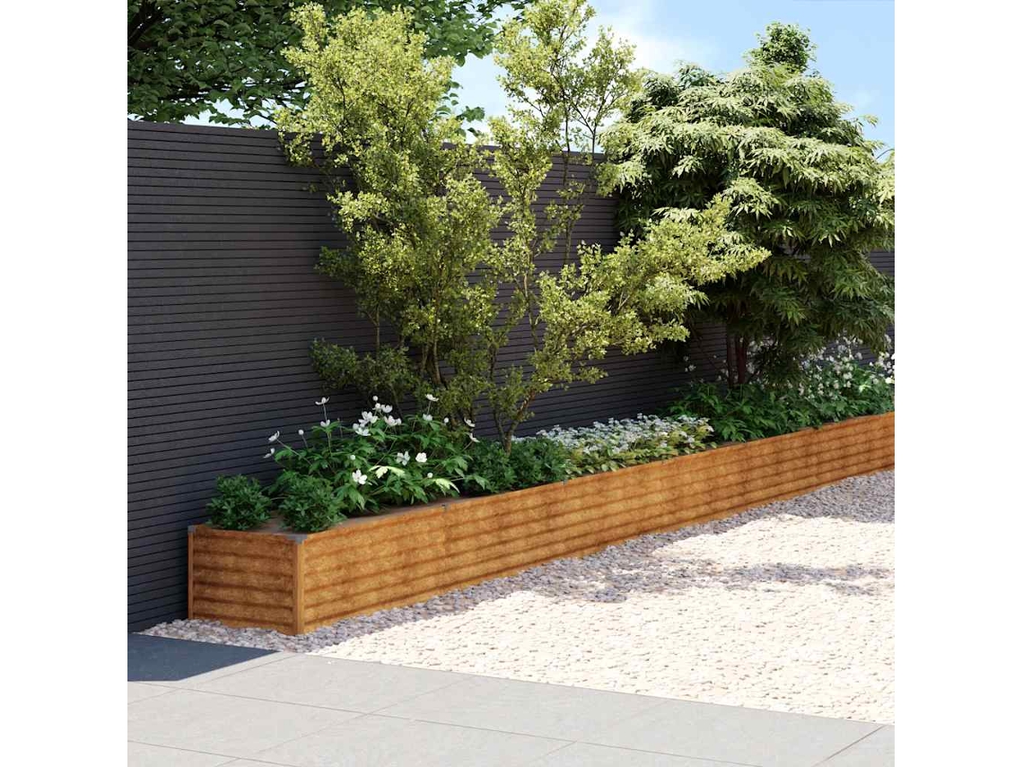 Canteiro Elevado De Jardim 1152x50x36 Cm Aã§o Corten Dkd Home Decor