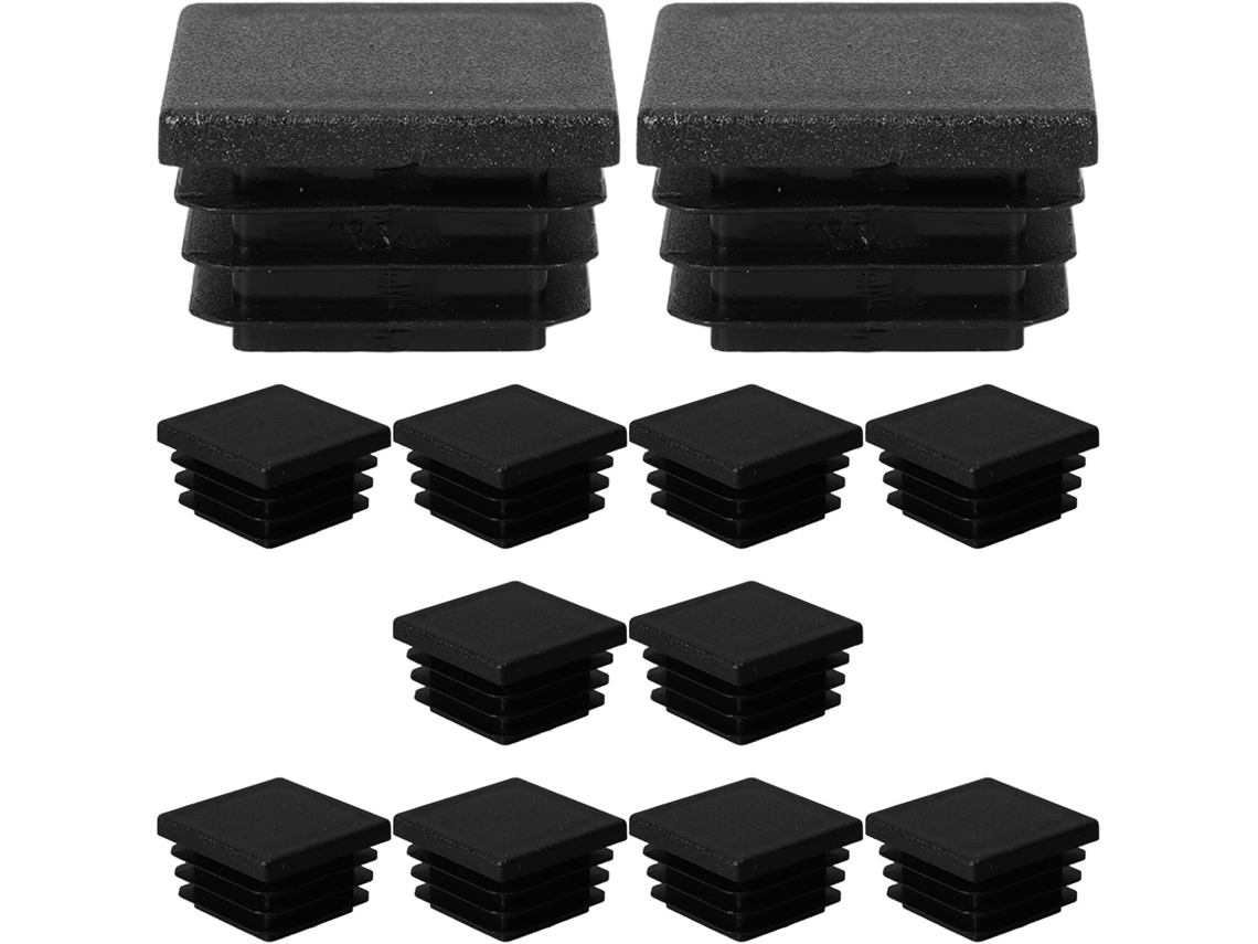 Gadpiparty Conjunto De 12 Peças Tampas Pretas Quadradas Para Tubos 32x32mm, Tampas De Plástico Para Pés Móveis