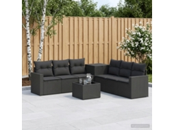 Vidaxl Conjunto De Sofás 8 Unid. Preto Rattan Poliéster E Aço