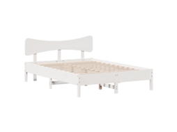 Cama Sem Colchão 135x190 cm Madeira de Pinho Maciça Branco MAISON EXCLUSIVE
