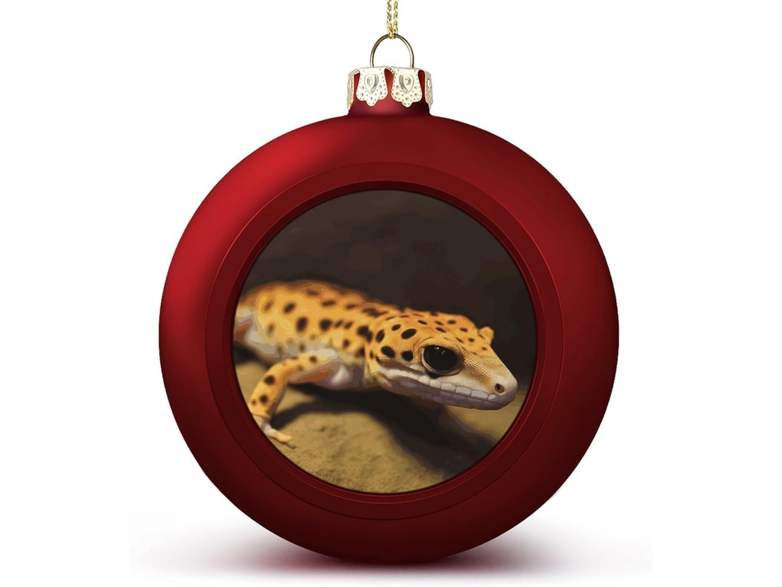 Gecko Leopardo 6 Cm Natal Enfeite, Vermelhos E