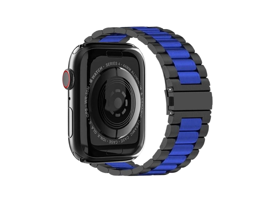 Bracelete Aço Inoxidável Adaptável Preto e Azul para Apple Watch Series 7 41Mm