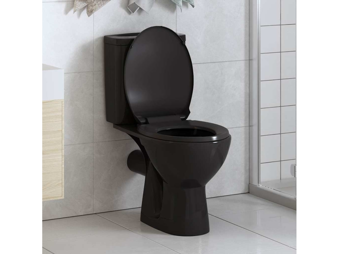 Vidaxl Tampo De Sanita Fecho Suave Com Design Remoção Rápida Preto