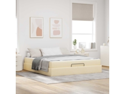 Vidaxl Estrutura De Cama Com Colchão 2 Pcs Creme Tecido