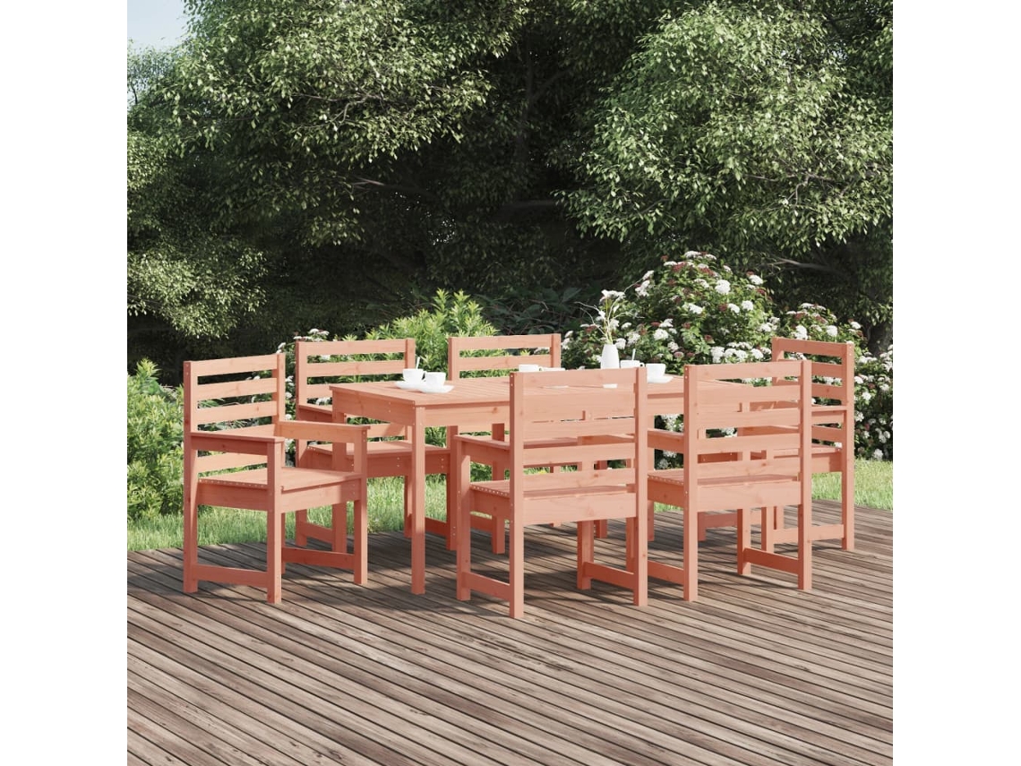 Vidaxl 7 Pcs Conj. Jantar P/ Jardim Madeira De Douglas Maciça
