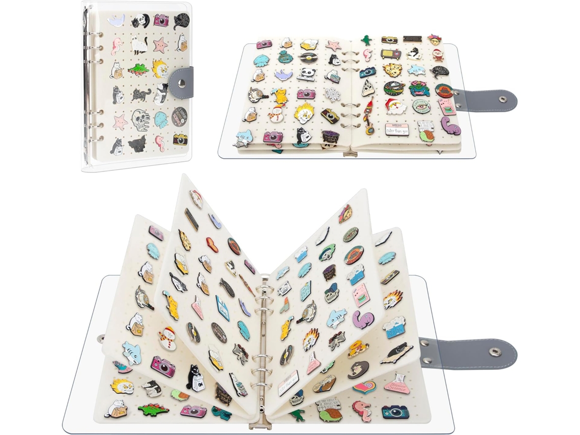 Álbum para Exibição de Pins Esmaltados Tamanho A5, Capa Transparente em Pvc (branco, 6 Páginas) BRILVIBERA (acessórios Não Incluídos)