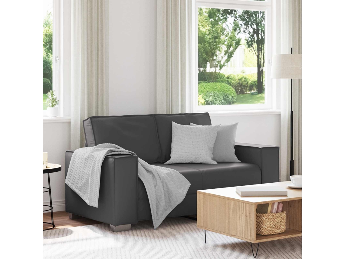 Vidaxl Sofá De Dois Lugares Cinzento 160 Cm Couro Sintético