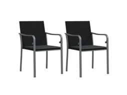 Conjunto de Cadeiras Jardim com Almofadões Vime Pe Preto MAISON EXCLUSIVE 56x59x84 cm