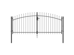 Portão De Jardim Com Topo De Lança Duplo Cinza Aço Vidaxl Cinzento Ferro (299,5 X 149,5 Cm)