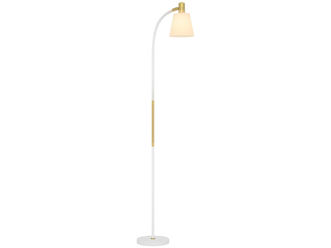 Candeeiro de Pé Led com Altura Ajustável Ecrã Interruptor para Sala de Estar Escritório Quarto 49x21x127 160 Cm Branco e Dourado Ge