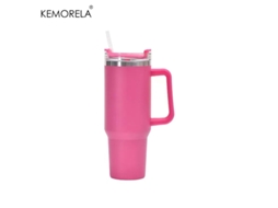 (rosa) Garrafa De Água Térmica De Aço Inoxidável De 1200ml, Com Capa Protetora E Canudo.