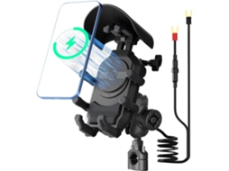 Suporte para Celular de Motocicleta com Carregador Sem Fio de 15 W e Carregamento Rápido Usb Pd/usb c com Sistema Antivibração JYTGALX (preto)