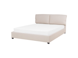 Cama de Casal BELIANI Belfort de Tecido Creme Claro 160x200