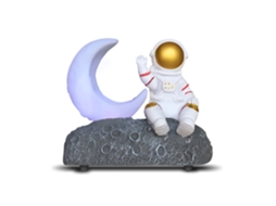 Caixa de Som Bluetooth Astronauta Ao Luar, Caixa de Som Decorativa para Presente BRILVIBERA (prateada)