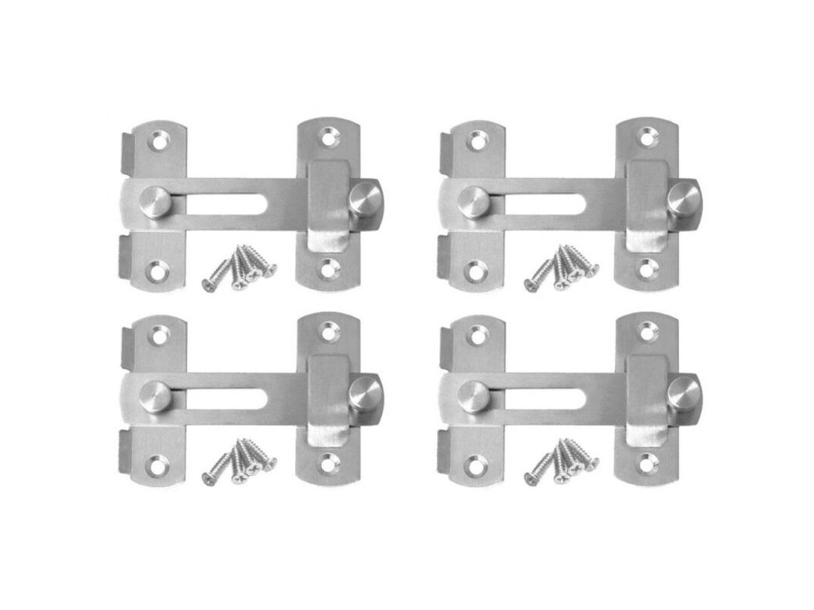 4 Peças Loquet Lock Porta De Correr Trava De Aço Inoxidável Loquet Bar Loofing Lock Para Móveis De Janela Slowmoose