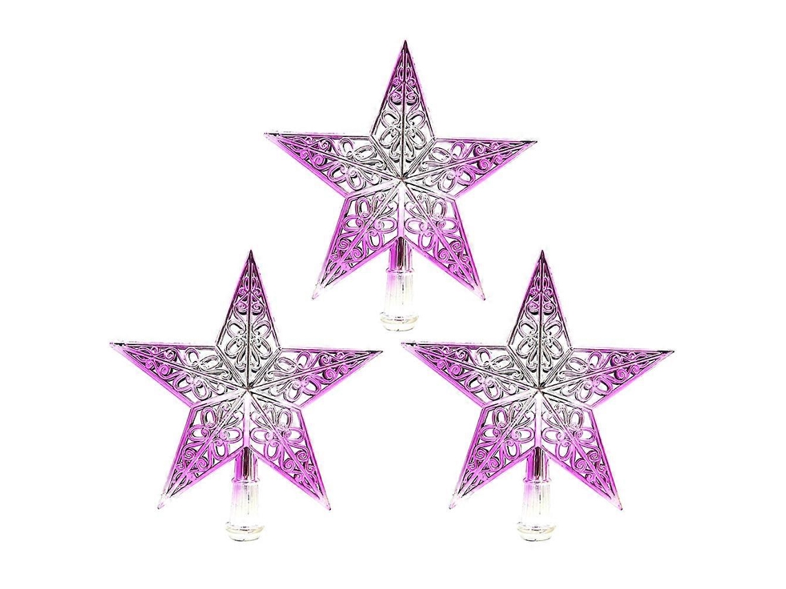 Enfeite De Árvore De Natal Com Estrelas Brilhantes, Gradiente Roxo, 20 Cm, Pacote Com 3 Olysi Shop