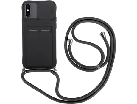 Cabo Protetores Slot para iPhone Xs HONGWE. Anti-Choque com Porta-Cartões Preto