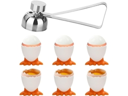 Conjunto De Copo Para Ovos Com Abertura De Ovos - Forma De Galinha Cute, 6 Peças, Material Pp Seguro Para Café Da Manhã Saudável