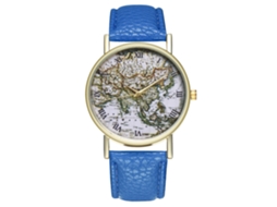 Reloj De Pareja De Cuarzo Con Correa De Pu Y Números Romanos (azul Real)