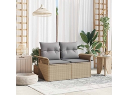 Vidaxl Sofá De Jardim Com Almofada Bege 141 X 62 X 69cm Vime Pe