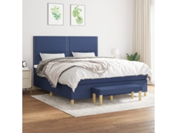 Cama Com Molas/colchão 180x200 Cm Tecido Azul