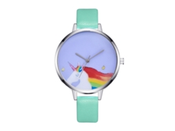 Relógio de Pulso Feminino de Moda com Pulseira de Couro Esfera Simples (menta)