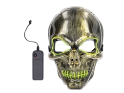 Capa de rosto LED Halloween assustador, luminoso, crânio, com 3 modos de luz verde e azul para festas | S/MARCA